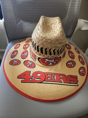 Straw Sombrero Hat with Red Team Graphics